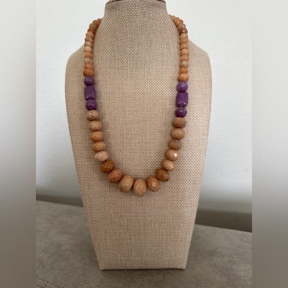 Peach Stone and Phosphosiderite Bead Necklace by Jay King - Picture 3 of 11